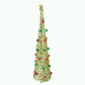 Hot Selling Colorful Balls Hanging 5Ft Pop Up Artificial Christmas Tinsel Tree Decoration